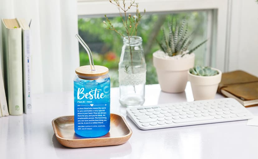 NewEleven Gift For Friends, Bestie - Birthday Gifts for Women Friendship - Unique Friendship Gifts For Women, Friend, Bestie, Bff, Soul Sister, Work Bestie - 16 Oz Coffee Glass