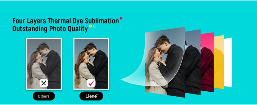 Liene M100 4x6'' Photo Printer, Phone Printer 100 Sheets & 3 Cartridges, Full-Color Photo, Portable Instant Photo Printer for iPhone Android, Thermal Dye Sublimation, Wi-Fi Picture Printer 100 Papers B09XHYNHB2