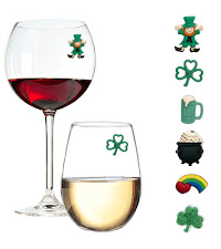Simply Charmed Christmas Holiday Magnetic Wine Glass Charms & Cocktail Markers Set of 12 - Great Christmas Hostess Gift or Stocking Stuffer