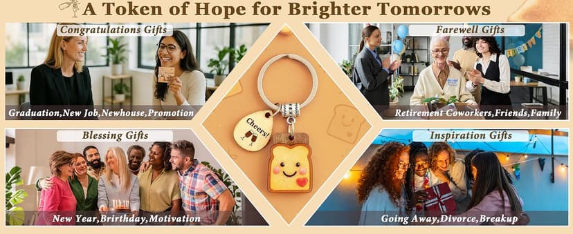 Next Chapter, New Home, Engagement, New Job, PBJ, 18 21 Birth, Loaf You, Thank You, Graduation Gifts, Couple, Friend, Retired PEALICIOUS Toast Keychain for Girls New Beginnings Congratulations Gifts B0FNQZ19F5