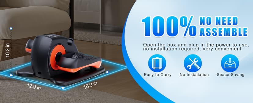 Under Desk Elliptical Machine, Electric Elliptical Leg Exerciser for Seniors with 12 Adjustable, Portable Quiet Elliptical Exercise Machine, Seated Pedal Exerciser with Remote Control