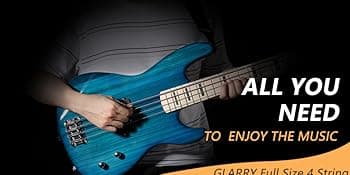 GLARRY GP Series Full Size Electric Bass Guitar 4 String Beginner Kit Canadian Maple Fingerboard with Cable, Strap, Bag and Accessories(Blue)