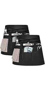 NLUS 2 Pack Kitchen Cooking Aprons, Adjustable Bib Soft Chef Apron with 2 Pockets for Men Women(Black/Brown Stripes) B08F79GXXM