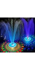 Floating Water Fountain with Underwater Lights, Powered Pump Outdoor, 2 Modes Sprinkler Waterfall Fountain for Inground Above Ground Pool, Pond-Blue-1PC