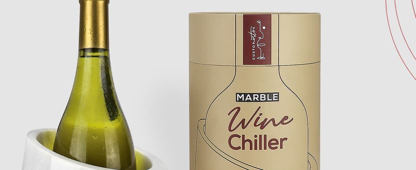 Gusto Nostro Marble Wine Chiller Bucket - 750ml Wine Bottle Cooler and Champagne Chiller for Party, Kitchen, Bar Cart Decor to Chill & Keep Bottles Cold with Unique Wine Lovers Gift Box (White)