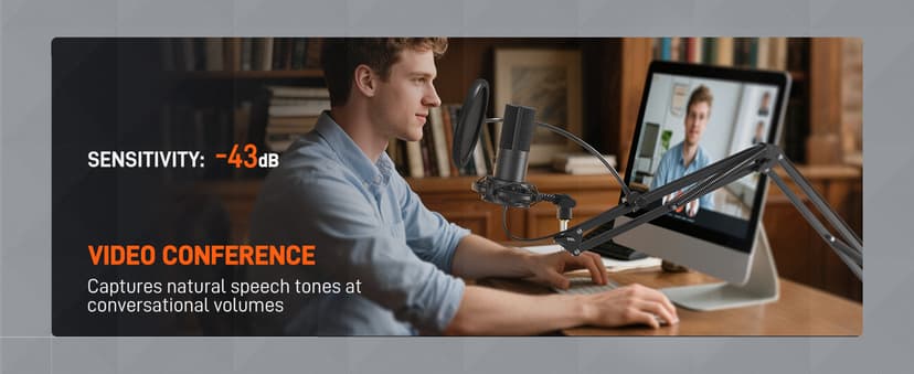 FIFINE Studio Condenser USB Microphone Computer PC Microphone Kit with Adjustable Boom Arm Stand Shock Mount for Instruments Voice Overs Recording Podcasting YouTube Vocal Gaming Streaming-T669