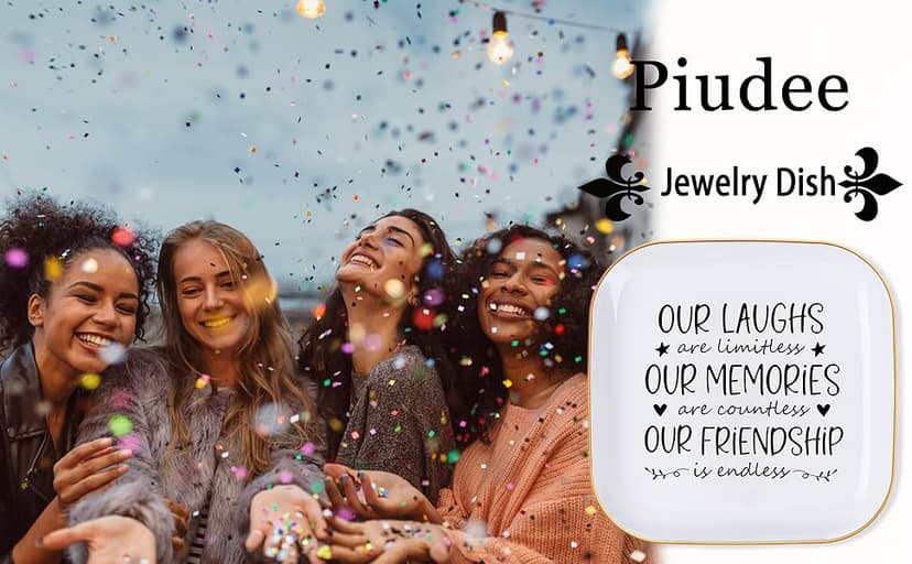 Friendship Gifts for Women Best Friend Jewelry Dish, Our Laughs are Limitless, Our Memories are Countless, Our Friendship is Endless Unique Gifts for Women, Female Friend Birthday Christmas