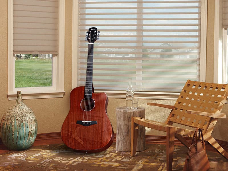 Rosen G31 Dreadnought Acoustic Guitar Soild Mahogany Top 41 Inch Guitarra Full Size Cutaway with Gloss Finish Bundle Starter Kit with Gig Bag, Strings, Strap, and Picks