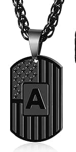 DuoDiner Initial A-Z Cuban Link Chain Necklaces for Men Boys Women Letter Pendant Stainless Steel 6.5mm 18+2 Inches,Jewelry Gifts