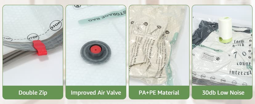 Vacuum Bags for Travel with Rechargeable air Pump, 9 Packs of 3 Sizes Vacuum Seal Bags for Clothing (9 Combo Set)