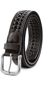 MILORDE Men's Genuine Leather Dress Belt, Handmade, 100% Cow Leather, Fashion & Classic Designs for Work Business and Casual