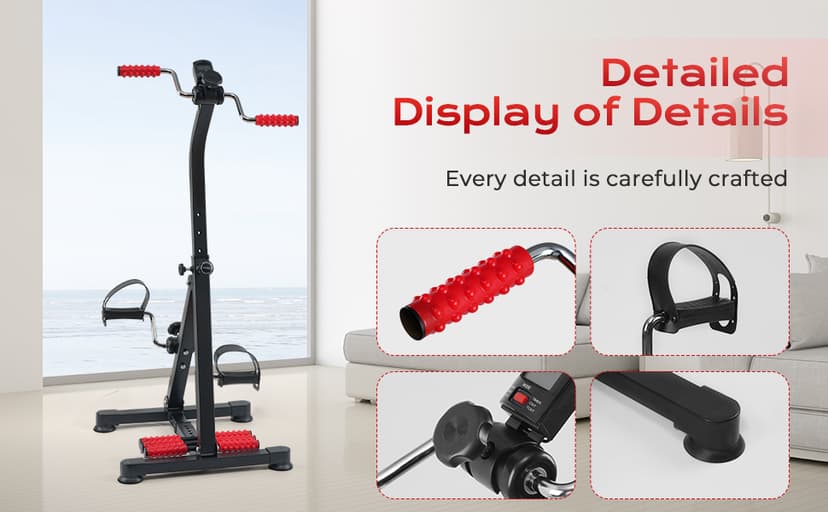 Adjustable Pedal Exerciser Bike for Seniors - Hand Arm Leg and Knee Therapy, Stroke Recovery, Portable Fitness Equipment for Total Body Workout - Great Gift for Elderly Rehab