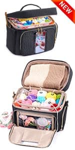 Expandable Crochet Bag - Knitting Bag Storage Organizer with Zipper Closure - Ideal Gift