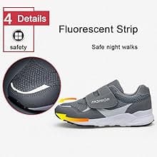 LEADER SHOW Women's Elderly Casual Comfort Walking Shoe Safety Flats Non-Slip Hook & Loop Sneakers