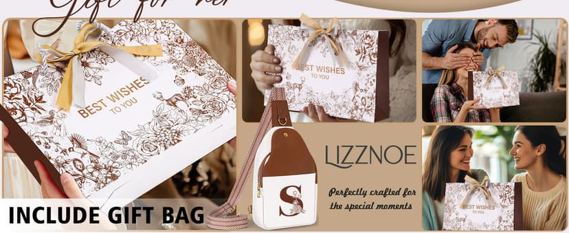 Personalized Crossbody Bag for Women Leather Sling Bags with Initial Letter Chest Bag for Travel, Gift for Mom Wife