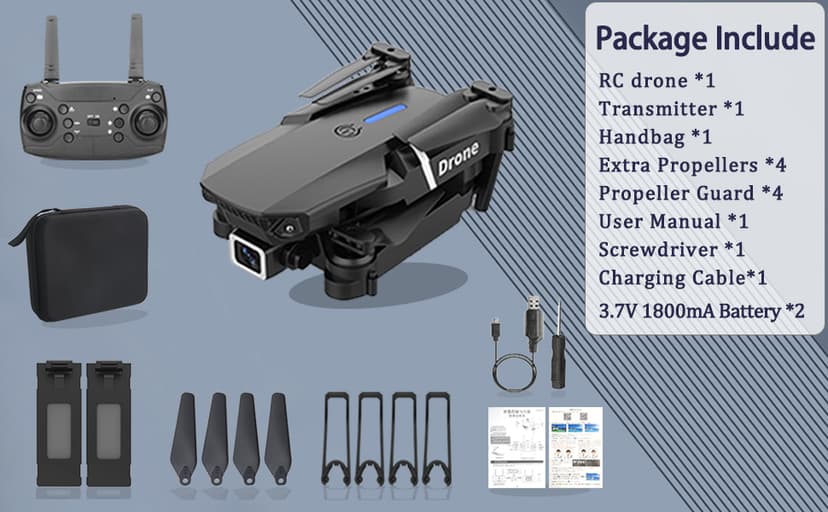 MOCVOO Drone With 1080P Camera for Adults Beginners Kids, Foldable RC Quadcopter, Toy Drones Gifts, FPV Drone Video, 2 Batteries, Carrying Case, One Key Start, Headless Mode, Waypoints fly, 360° Flips