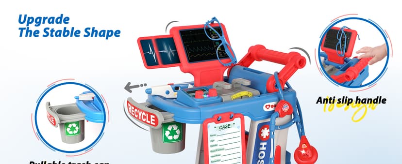 Kids Doctor Playset with Cart, Costume & Stethoscope, Role Play, Pretend Play Medical Toys, Birthday Gift Liberry Toddlers Doctor Kit Toy for Girls Boys Ages 2 3 4 5, Blue B0BYNC6XMQ