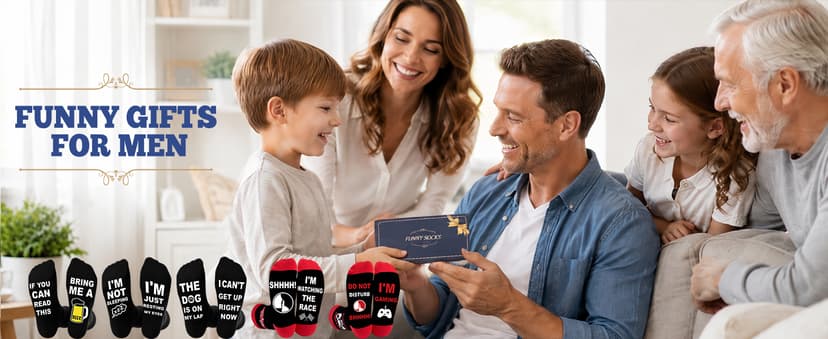 Personalized Fathers Day Gift for Dad Husband, Christmas Stocking Stuffers for Men; Comfortable and Soft Novelty socks Niorasen Birthday Gifts for Men Husband Gamer Teen Boys, Cotton Funny Socks B0D5LZSVSV