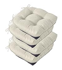 IASEAHK Chair Cushions for Dining Chairs, Seat Cushions for Kitchen Chairs, Indoor Seat Cushions with Ties, Tufted Foam Chair Pads, Non Slip Chair Cushions Set of 4, 15.5" x 15.5" x 4", Navy Blue
