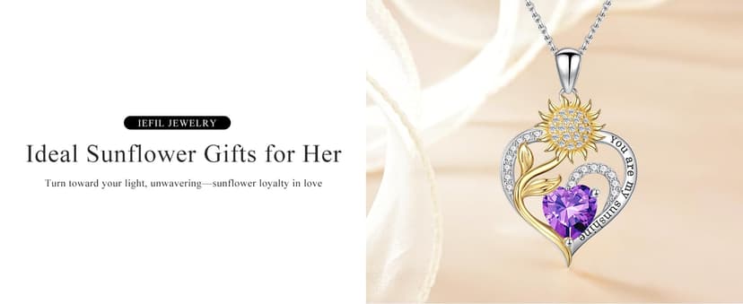 Iefil Christmas Gifts for Women Wife Mom - Sunflower Birthstone Necklace for Women, Anniversary Birthday Gifts 925 Sterling Silver Heart Pendant You Are My Sunshine Jewelry for Girlfriend Mom Daughter