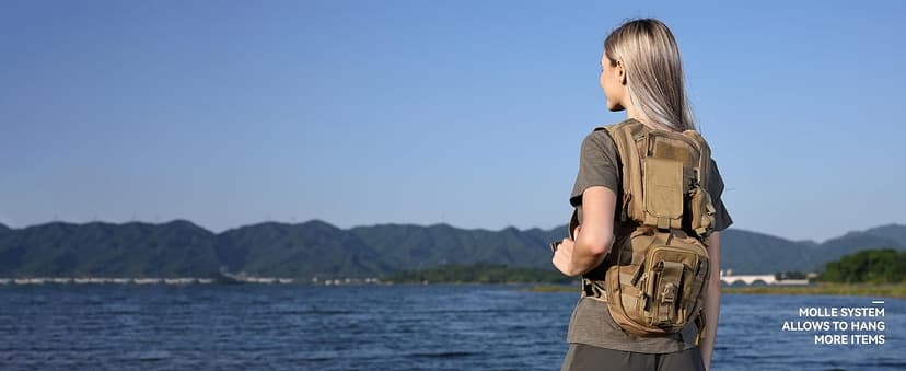 MARCHWAY Tactical Molle Hydration Pack Backpack with 3L TPU Water Bladder, Military Daypack for Cycling, Hiking, Running, Climbing, Hunting, Biking