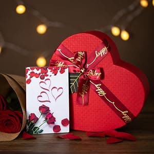 Mothers Day Gifts Mom Gifts Birthday Gifts Box for Girlfriend Wife Lover Valentine's Day Gifts for Women Heart-shaped Red Rose Love Gift Basket Love You Present Wedding & Engagement Anniversary Roman B0CP3X9LDL