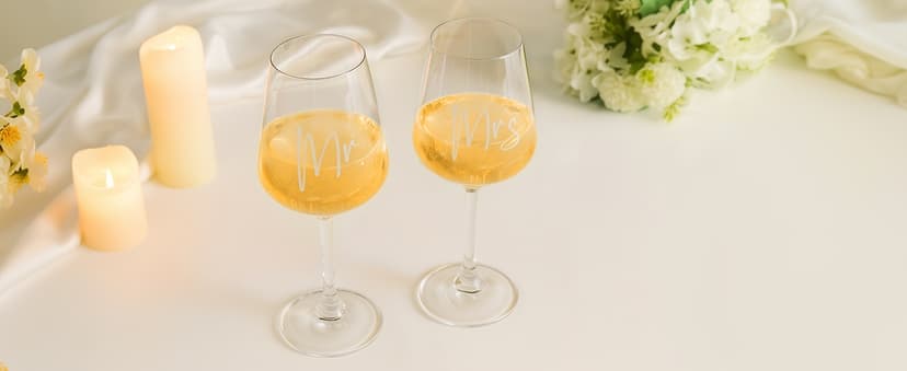 AW BRIDAL Wedding Gifts Bridal Shower Gifts Engagement Gift for Couples Newlyweds Mr & Mrs Wedding Wine Glasses Set of 2 - Wine Opener Wine Stopper with Engraved Wooden Keepsake Box