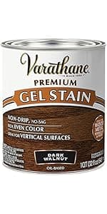 Varathane Total Control Gel Stain | Low Odor Water-Based Formula | Thick Gel Formula for Vertical Surfaces | Ideal for Wood, Metal & Fiberglass | Half Pint | Dark Walnut
