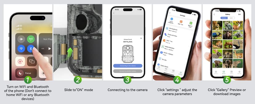 DEATTI Trail Camera 48MP 4K Game Camera with 8 Batteries 32GB SD Card,WiFi Bluetooth Connection,Trail Cameras with Night Vision Motion Activated Waterproof for Wildlife Deer Outdoor 0.1s Trigger Time