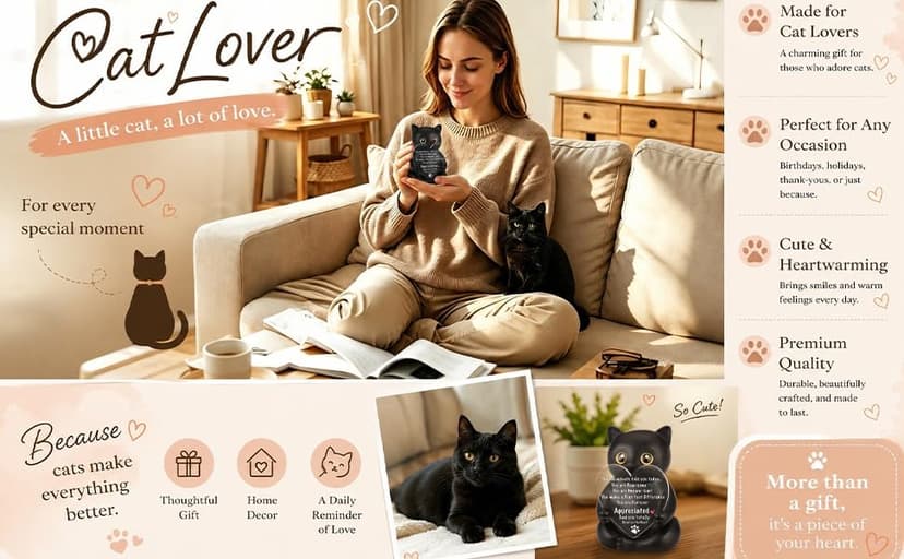 Uplifting Present for Women, Motivational Decor for Office, Affirmation Kitty Figurine, Cat Lover Gifts for Women Appreciation Gift for Cat Lovers, Encouraging Gift for Cat Lovers, XXS22 B0G12RSTWW
