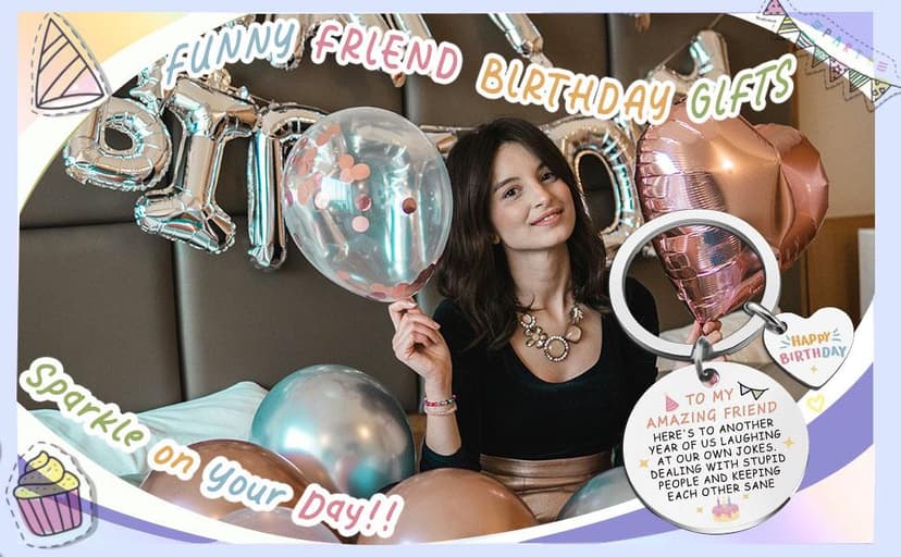 Best Friend Birthday Gifts for Women Girls Happy Birthday Bestie Gift Funny Friendship Gifts for BFF Coworker Classmate To My Amazing Friend Keychain