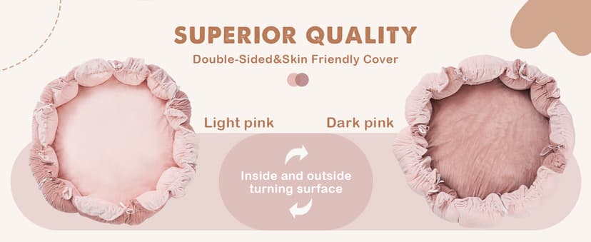 HAN-MM 5-in-1 Convertible Baby Play Gym with 6 Toys, Tummy Time Mat for Sensory Development, Baby Activity Center from Newborn to Toddler, Ball Pit, Soft Plush Pet Mat, Pink