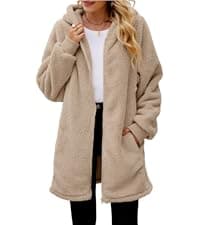 ReachMe Womens Oversized Sherpa Pullover Hoodie with Pockets Fuzzy Fleece Sweatshirt Plaid Fluffy Jacket Coat