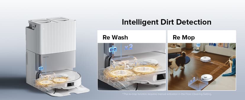 Roborock Qrevo Edge S5A Robot Vacuum and Mop, 18,500Pa, Zero-Tangling, DuoDivide Main Brush, FlexiArm Side Brush, Hot Water Mop Washing & Self-Cleaning, Warm Air Drying, Self-Emptying, White