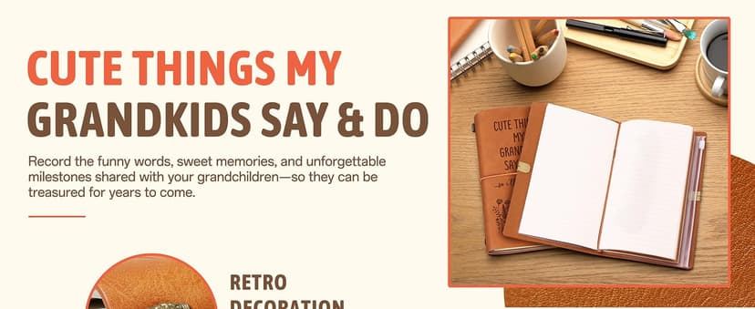 Birthday Gifts for Grandma, New Grandparent, Nana or Mimi, Leather Memory Journal Notebook Grandma Gifts, Cute Things My Grandkids Say & Do Journal Notebook B0GHRMHSN3