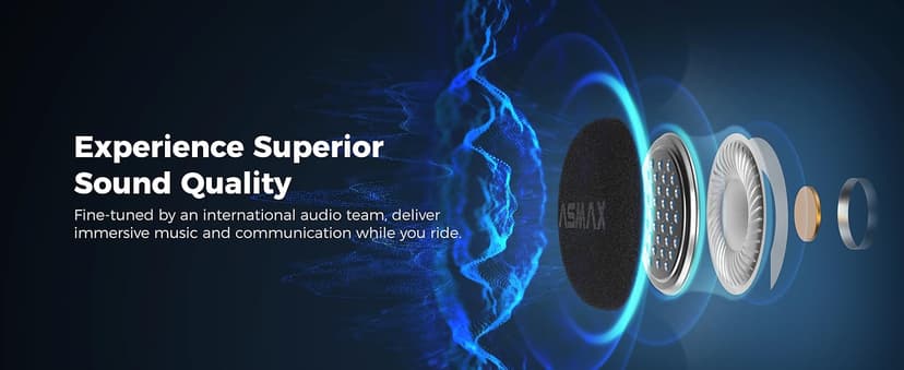 ASMAX F1s Motorcycle Bluetooth Headset With Smart Voice Control, 10 Riders Mesh Helmet Communication Systems, Dual Chip with Audio Multitasking/ENC/No-Magnet Mount, 5mi Intercom for Snowmobile, 2 Pack
