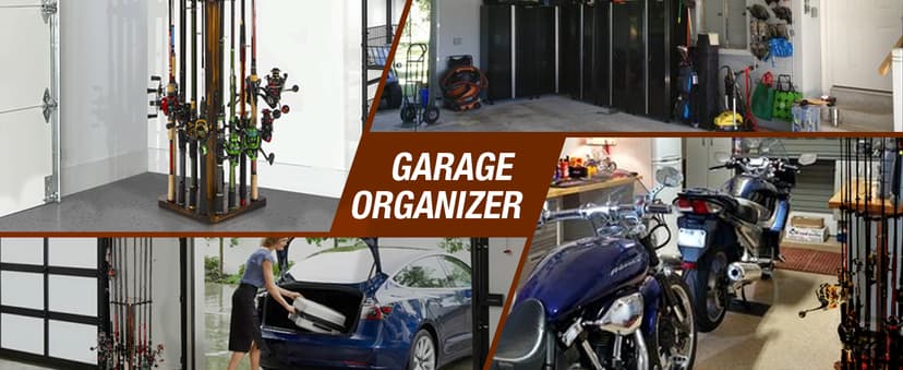 Ghosthorn Fishing Rod Holders for Garage 360 Degree Rotating Fishing Pole Rack, Floor Stand Holds up to 16 Rods Wood Fishing Gear Equipment Storage Organizer, Fishing Gifts for Men Women