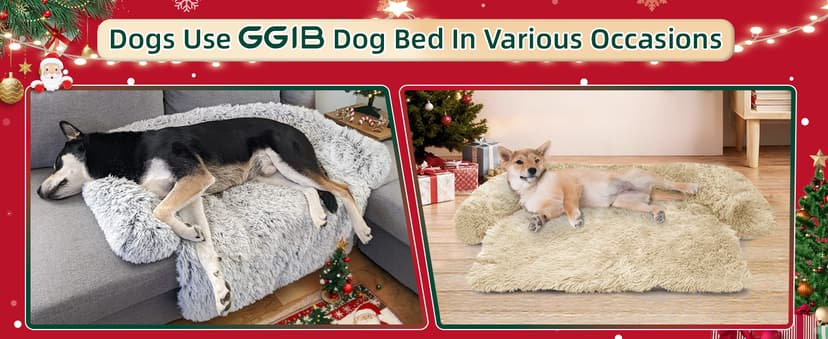 Calming Dog Bed Fluffy Plush Dog Mat for Furniture Protector with Removable Washable Cover for Large Medium Small Dogs and Cats (Large, Light Grey)