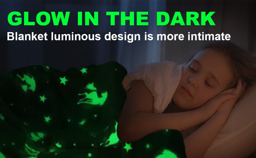 Glow in The Dark Blanket Unicorns Gifts for Girls,Toys for 2 3 4 5 6 7 8 9 10 Year Old Girl Gifts,Soft Kids Blankets for Christmas Halloween Birthday Valentines Gifts,50"x60"