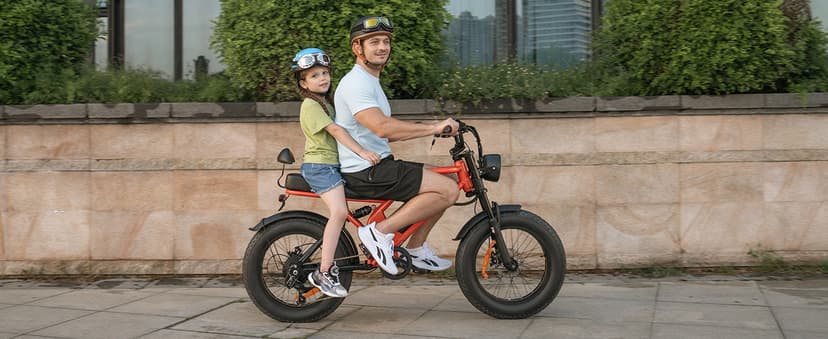 HAPPYRUN 1500W Electric Bike for Adults, 48V 18Ah Removable Battery, 20" Fat Tire E-Bike, 32MPH & 68+ Miles Range, 7-Speed Transmission, All-Terrain Mountain Ebike for Men & Women (Orange-red)