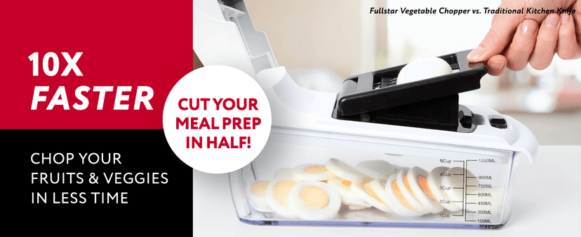 Fullstar The Original Pro Chopper - Vegetable Chopper and Spiralizer, Food Chopper with Container, Fruit Slicer, Kitchen Gadgets & Accessories, Home Essentials (9 in 1, White)