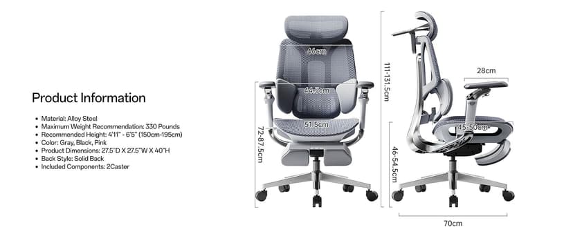 Hbada E3 Pro 2026 Edition Ergonomic Office Chair, Mesh Desk Chair with 3-Zone Floating Lumbar Support, Upgraded 4D Headrest, 720° Armrests, Black with Footrest