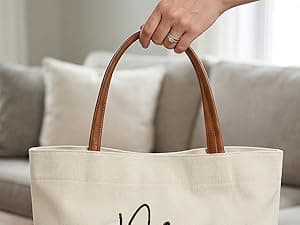 Engagement Gift for Bride, Wifey, Bachelorette Party Favors, Honeymoon, Wedding Essentials Bag with Leather Handle & Pocket Bridal Shower Gifts Bride Tote Bag for Bride to Be, Future Mrs B0GTV3F3QJ
