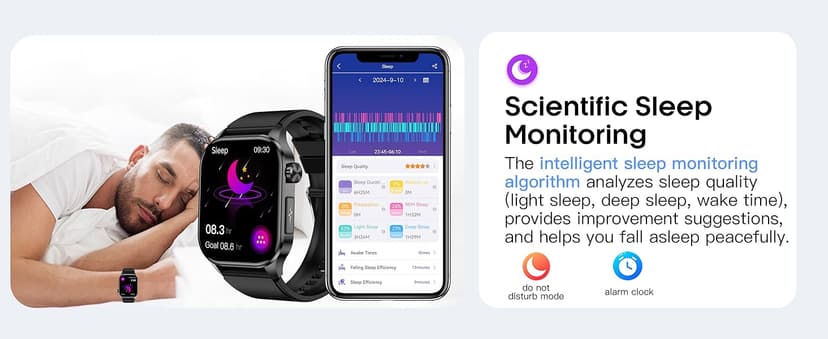 Smart Watch for Men Women, 2.04" AMOLED Color Screen, 24/7 Heart Rate, Blood Oxygen, Blood Pressure, Sleep and Stress Health Monitor, Blood and Body Composition Insights, 150 Sports Modes (Black)