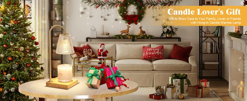 Hong-in Candle Warmer Lamp with Timer Dimmer,Birthday Gifts for Women Mom Sister,House Warming Gifts New Home Room Decor,Vintage Wax Warmer for Scented Wax Jar Candles