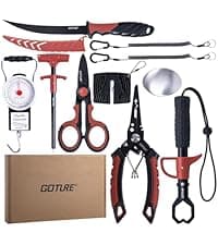 Goture Fillet Knife Fishing Kit,Bait Knife and Filet Knives with Sheath,Sharpening Rod,Fish Lip Gripper,Fishing Pliers,Cutting Board,Gloves,Stainless Steel Soap,Portable Storage Bag,Gifts for Men