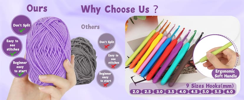 Katech Crochet Kit for Beginners, Beginner Crochet Kit for Adults-Crochet Kits Includes Crochet Hooks Knitting Bag Crochet Yarn for Crocheting Instruction Knitting Kit Crochet Supplies Gift