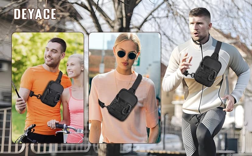 DEYACE Small Sling Bag for Men, Tactical Inspired Waterproof Utility EDC Mini Crossbody Chest Bag for Travel Work Sport