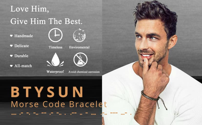 Inspirational Gifts for Men Morse Code Bracelets Mens Bracelets Graduation Gifts for Him Fathers Day Adjustable Leather Bracelet Motivational Birthday Annivesary Jewelry Stocking Stuffers for Men