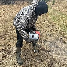 GardenTrax Earth Auger Combo 43cc 2cycle Powerhead with 8 Inch Auger Drill Bit EPA Compliant Post Hole Digger